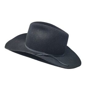 Vtg Stetson Stallion Ravine Black Felt Cowboy Hat WW130 Mens Size 7 Western